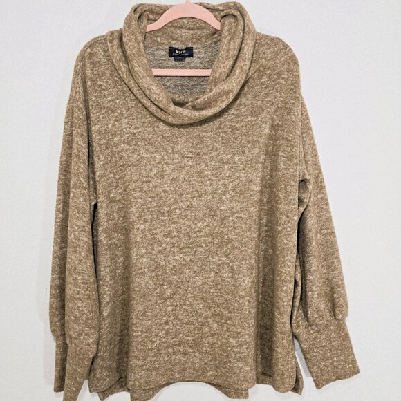 Maeve Anthropologie Soft Knit Cowl Neck Sweater Tan Bishop Sleeve Size L - Picture 5 of 16